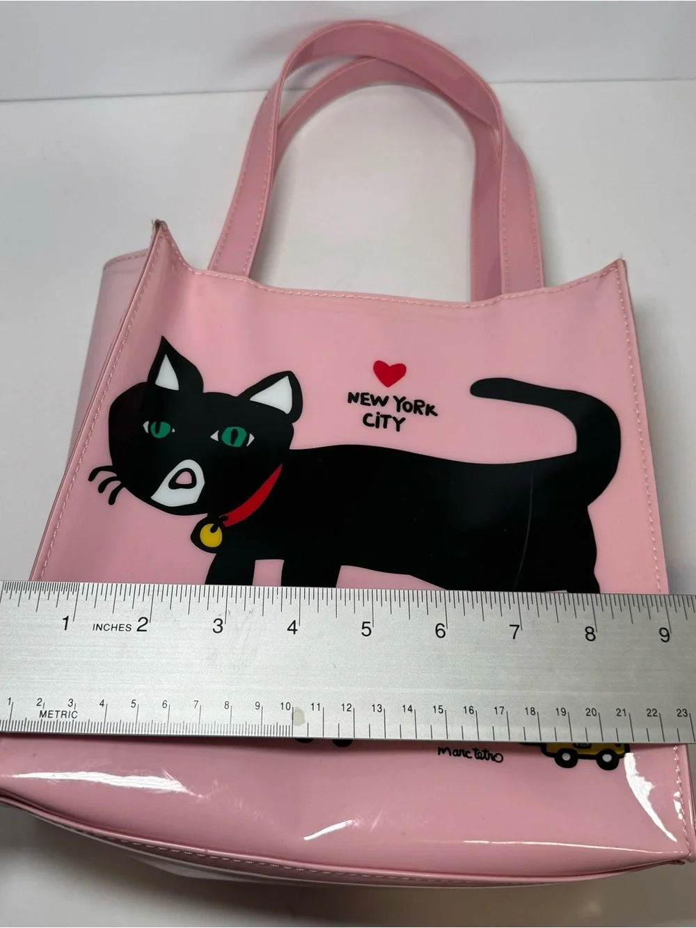Marc Tetro New York City Pink Tuxedo Cat Mini Tote Bag